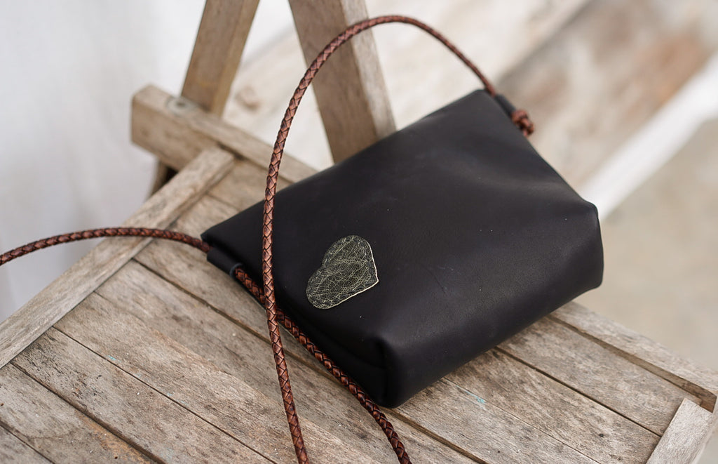 Embellished Filly Bag ~ Black with Green Ostrich