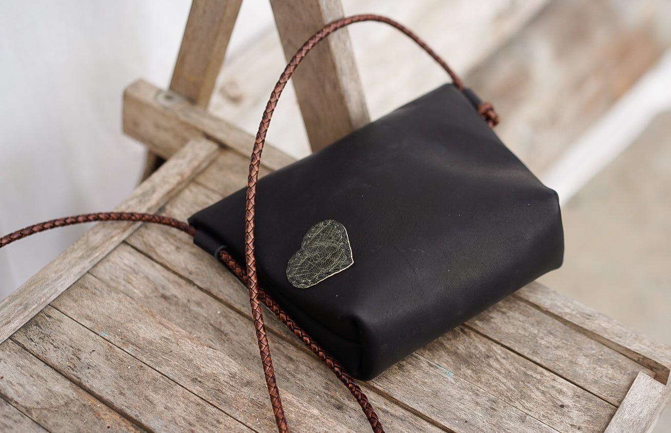 Embellished Filly Bag ~ Black with Green Ostrich