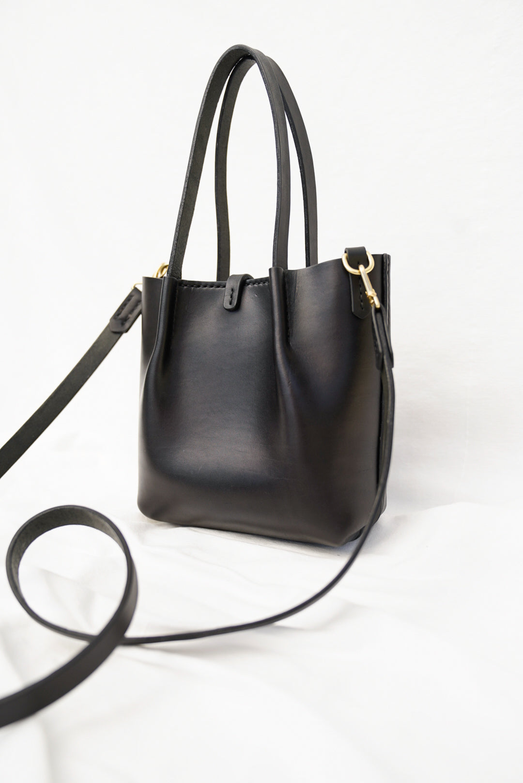 Close Friends Tote 8" ~ Black Bridle Leather with Brass