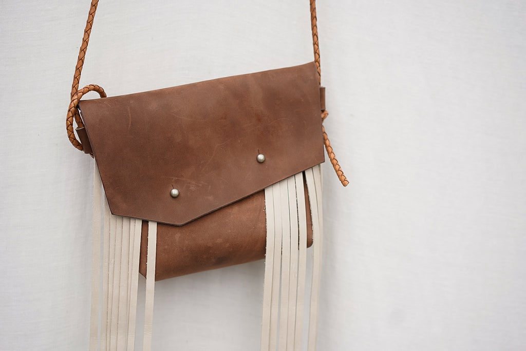 Embellished Filly Bag ~ Rustic Brown with Cream Fringe