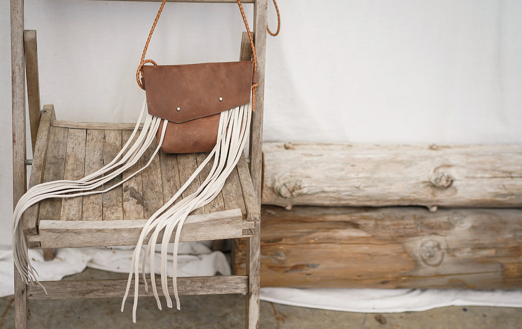 Embellished Filly Bag ~ Rustic Brown with Cream Fringe