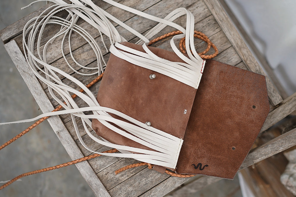 Embellished Filly Bag ~ Rustic Brown with Cream Fringe