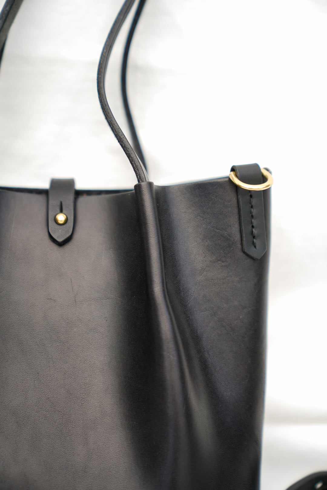Close Friends Tote 8" ~ Black Bridle Leather with Brass