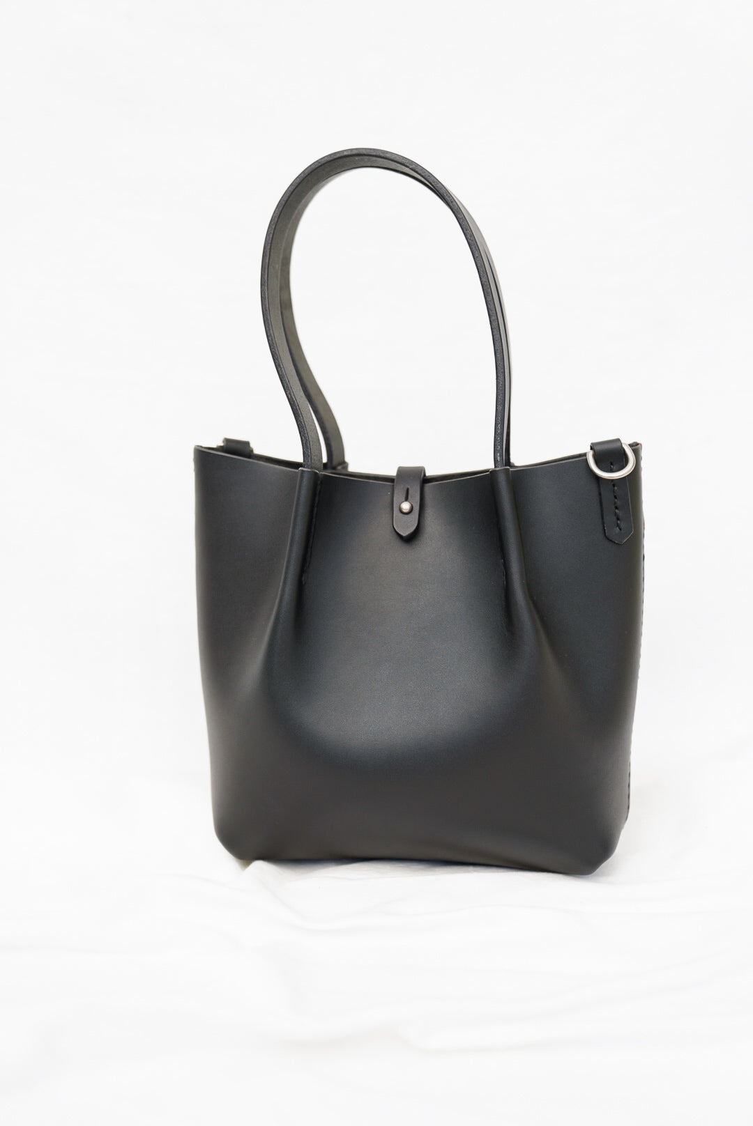 Close Friends Tote 8" ~ Black Vachetta Leather with Nickel Matte