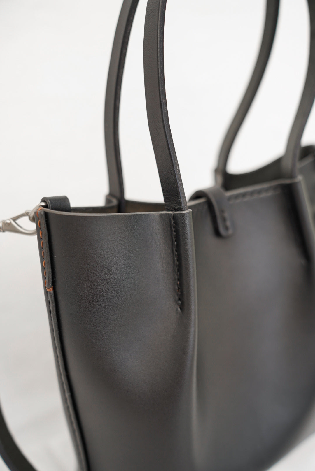 Close Friends Tote 8" ~ Black Vachetta Leather with Nickel Matte