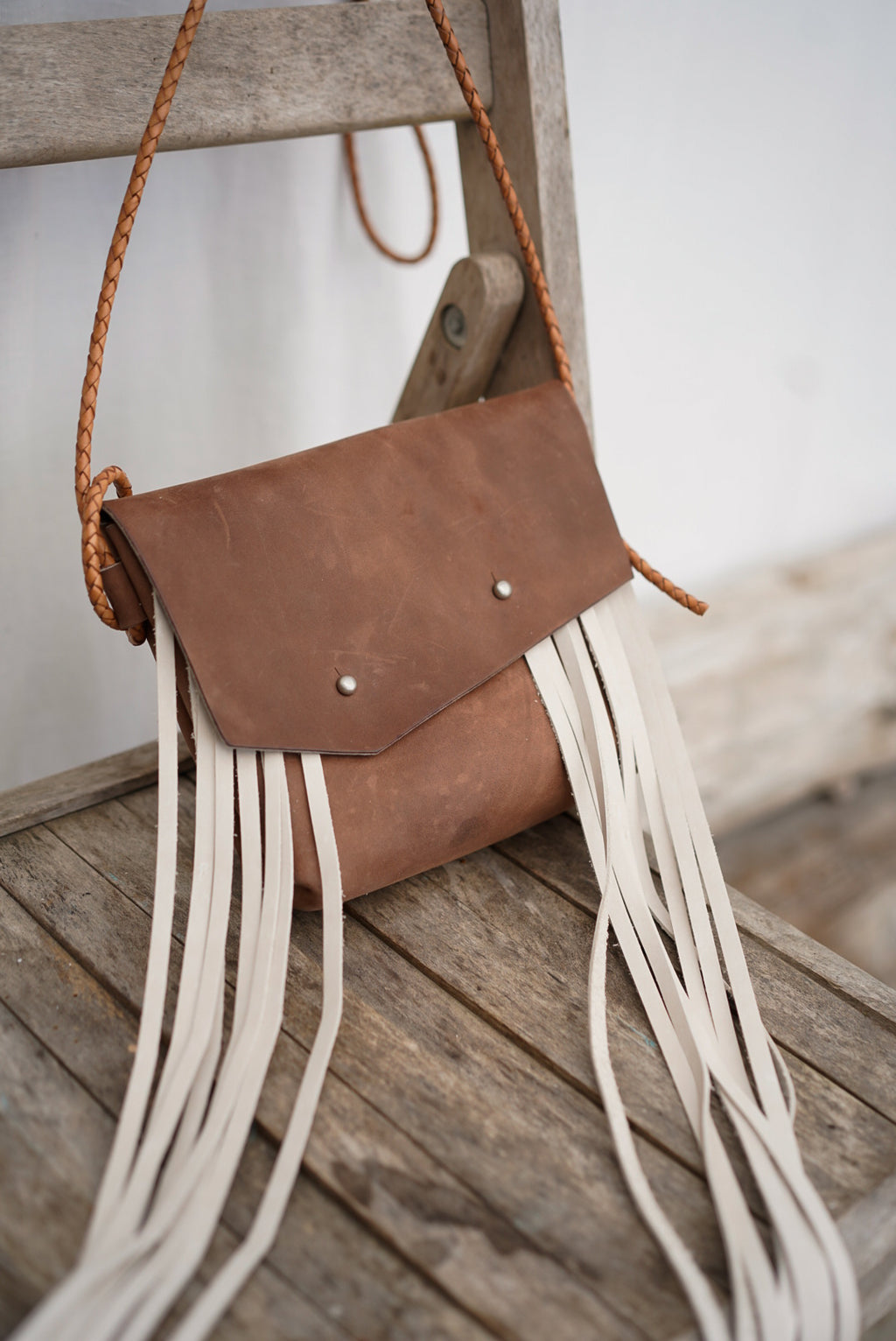 Embellished Filly Bag ~ Rustic Brown with Cream Fringe