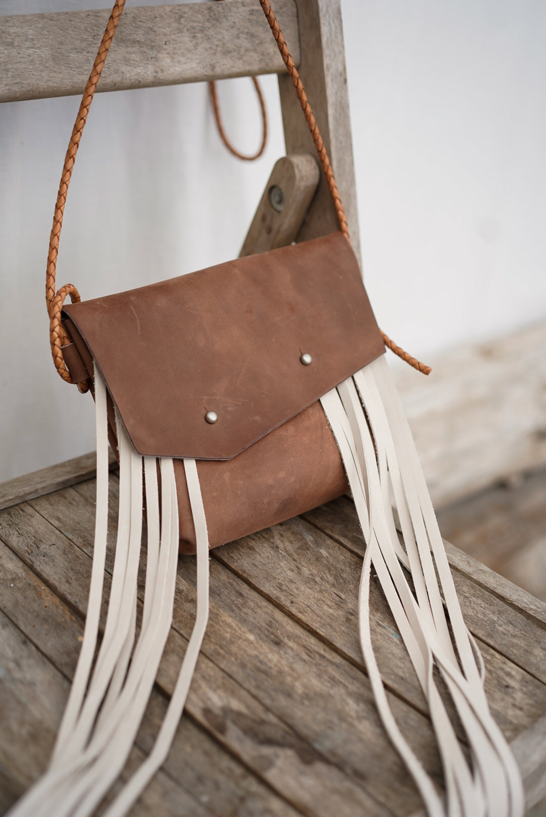 Embellished Filly Bag ~ Rustic Brown with Cream Fringe