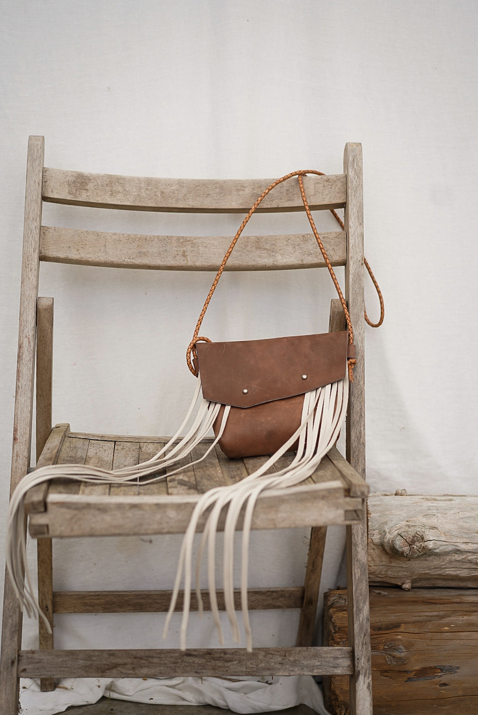 Embellished Filly Bag ~ Rustic Brown with Cream Fringe