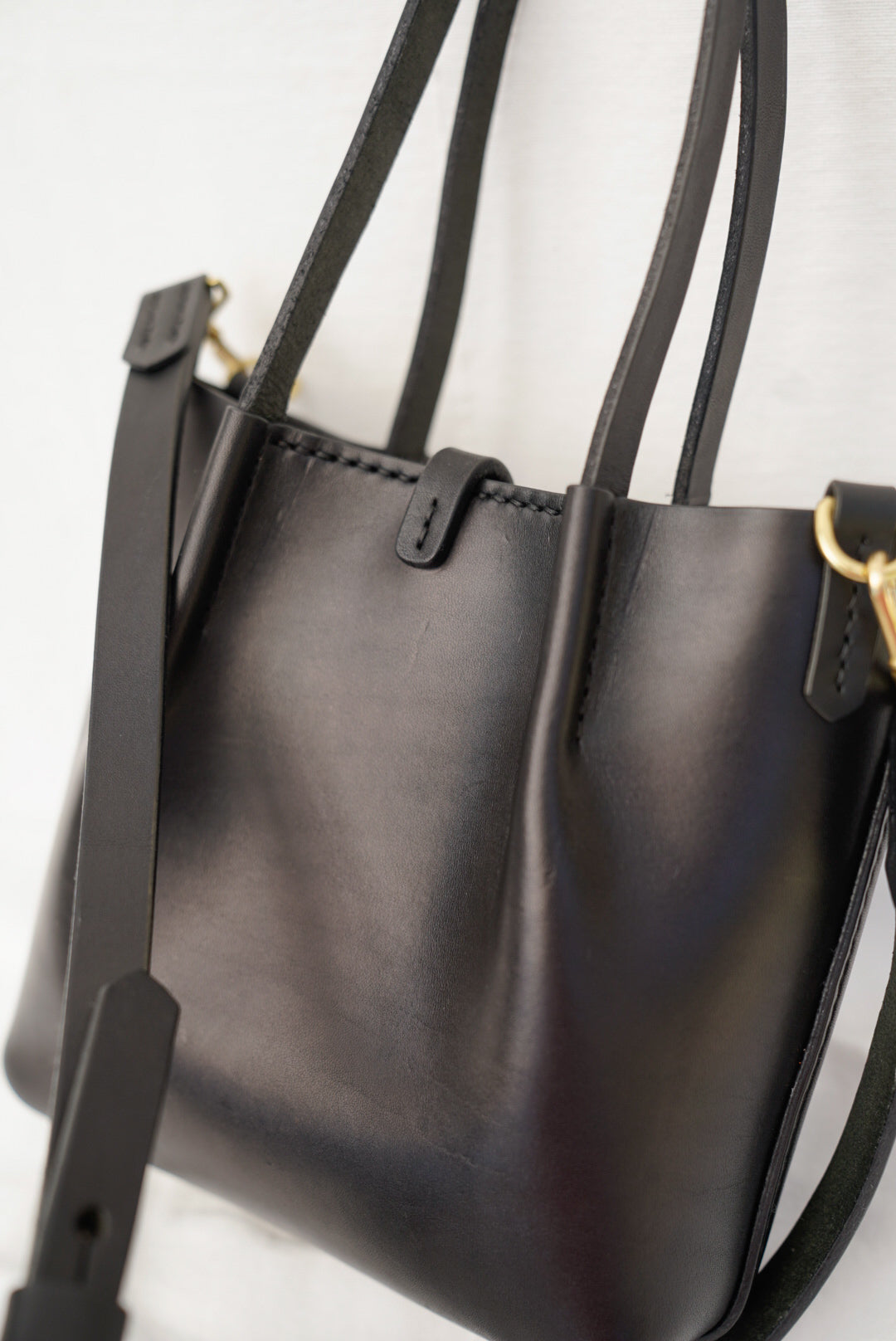 Close Friends Tote 8" ~ Black Bridle Leather with Brass