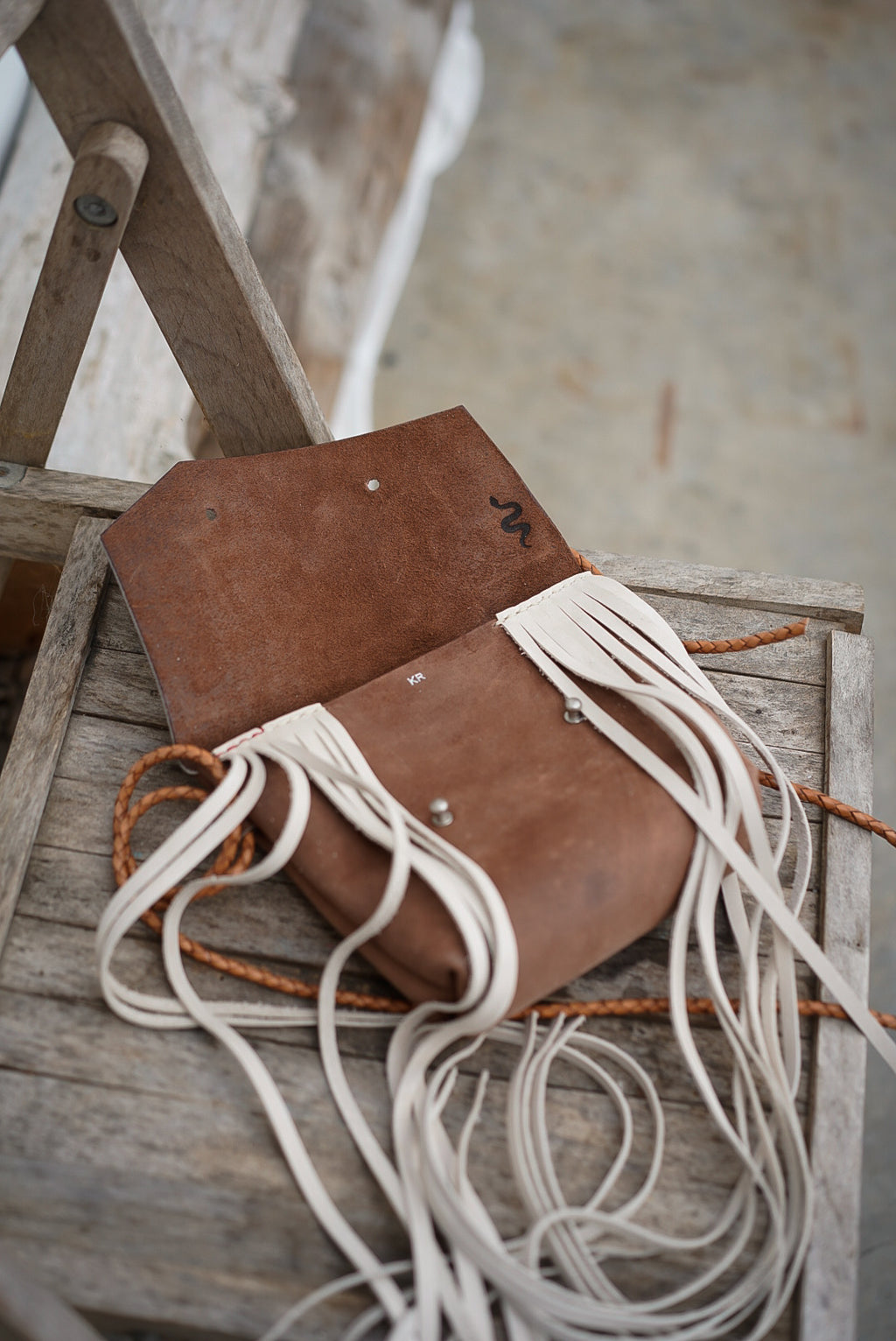 Embellished Filly Bag ~ Rustic Brown with Cream Fringe