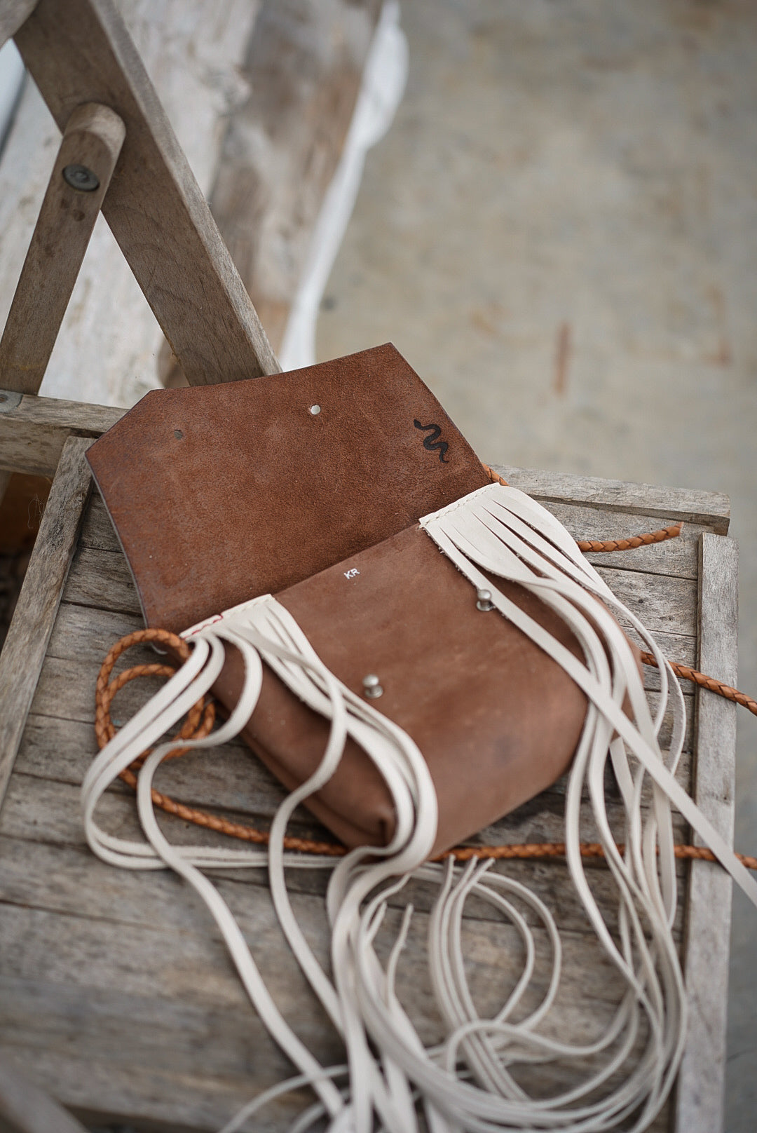 Embellished Filly Bag ~ Rustic Brown with Cream Fringe